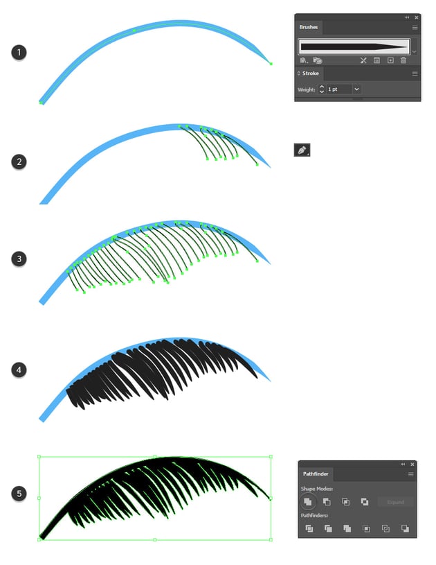 How to make GTA palm tree leaf in Illustrator