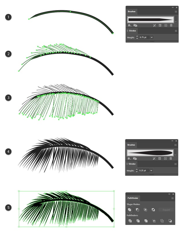 How to make GTA palm tree leaf with brush strokes