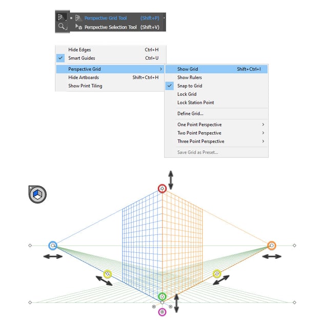 How to make a perspective grid in Adobe Illustrator