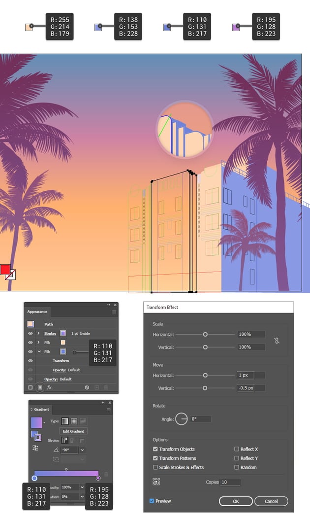 How to make a 3D extrusion with Transform effect