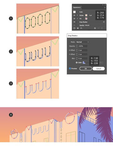 How to color decotative elements on the building facade