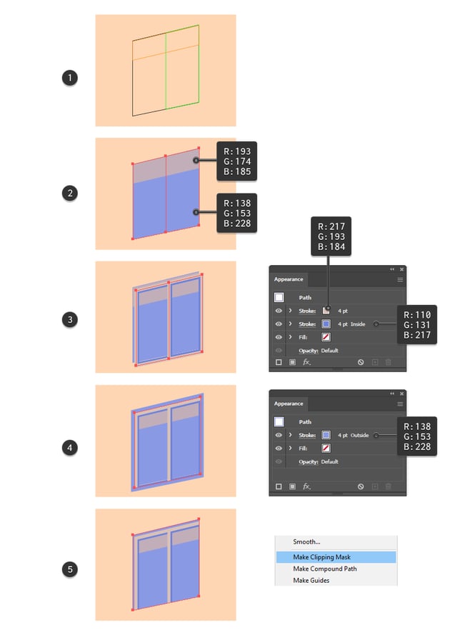 How to color a front perspective window