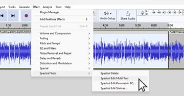 User accessing Spectral Edit Multi Tool Menu for how to smooth out audio.