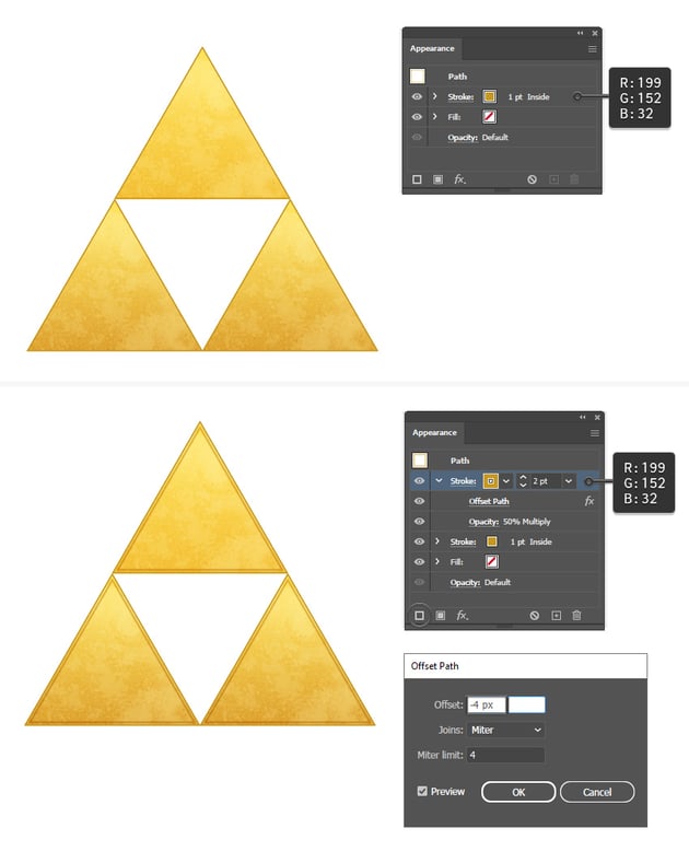 How to apply stroke on Zelda logo