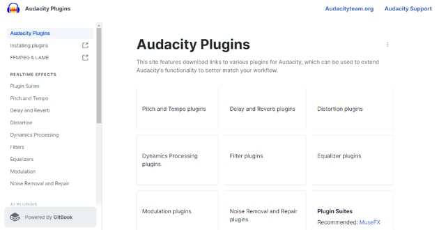 Audacity plugin page for article on Audacity plugins.