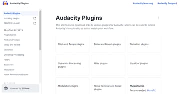 Audacity plugin page for article on Audacity plugins.