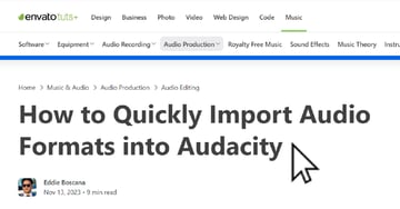 Thumbnail of article on How to Quickly Import Audio Formats into Audacity for article to understand how to resolve the " audacity equalization missing" error.