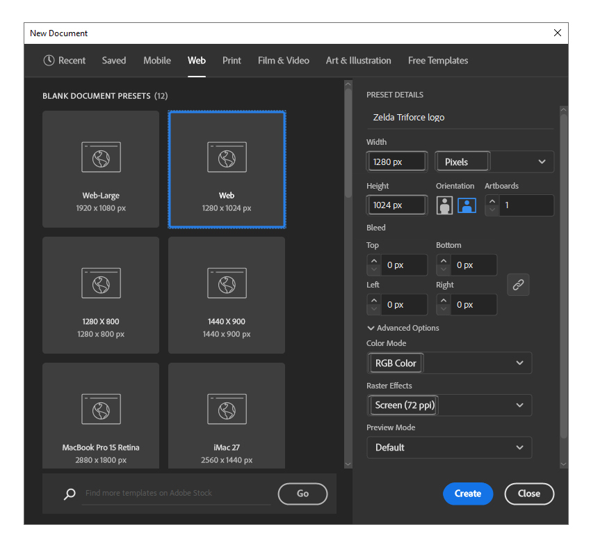 How to open a new document in Illustrator 