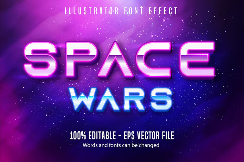 Space Wars text effect available on Envato Elements 