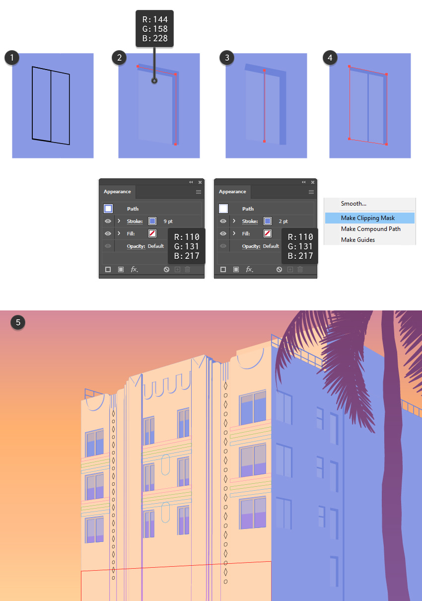 How to color side perspective windows