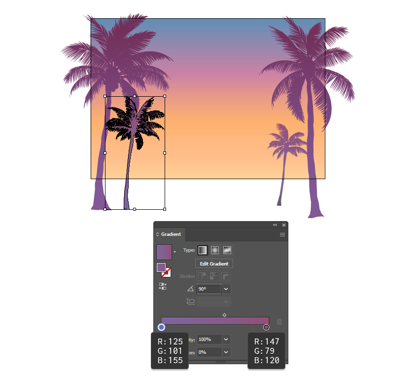 How to add and color small Grand Theft Auto palm trees 