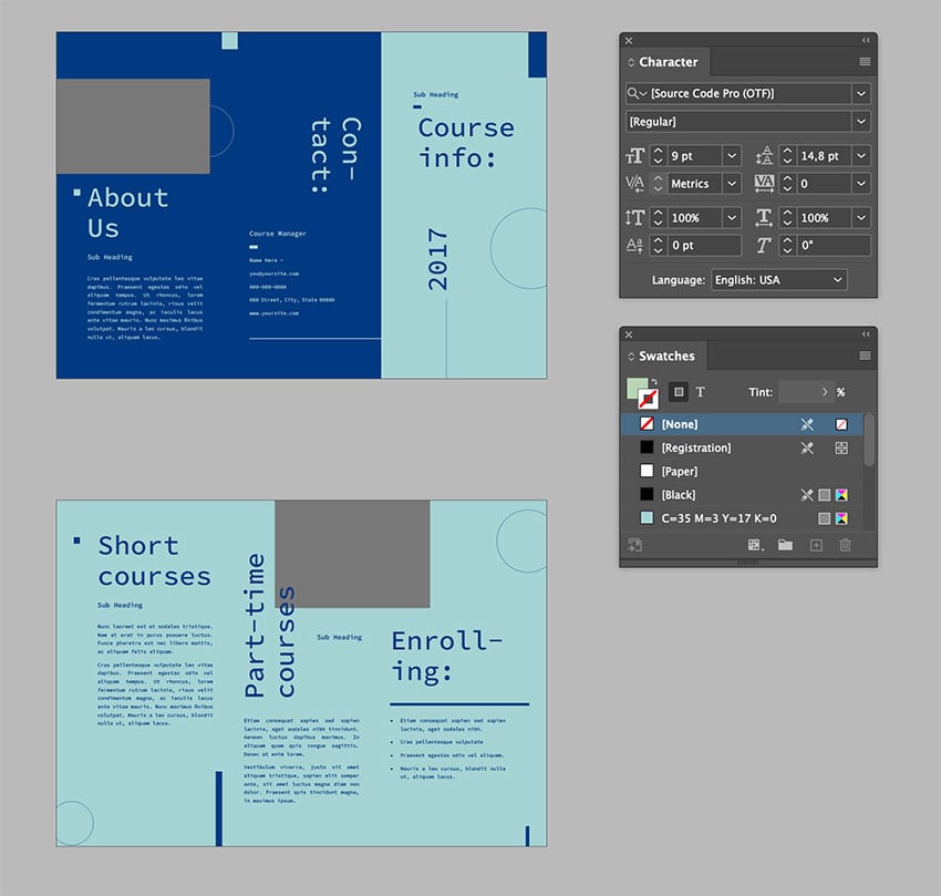 Start off with a simple brochure template.
