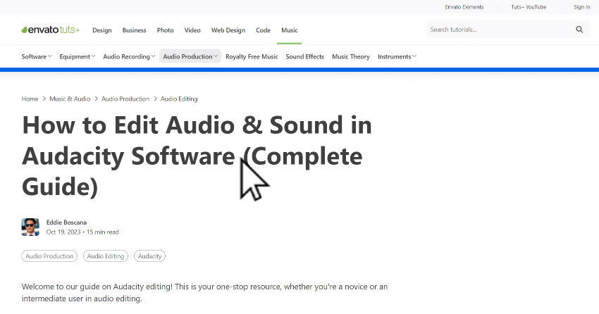 Thumbnail image of article titled How to Edit Audio and Sound in Audacity Software.