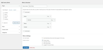 An up-close look at how to create a navigation in WordPress and modify the menu structure by dragging and dropping pages into place