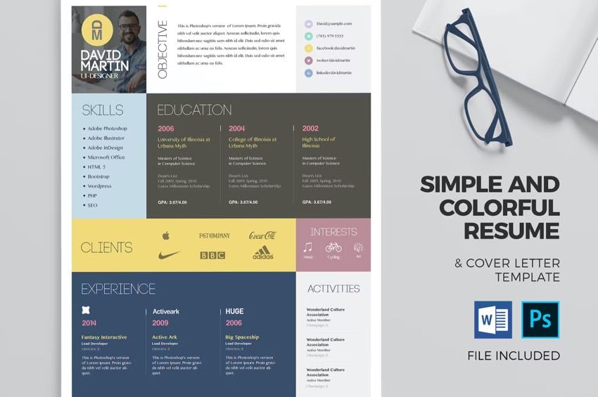 Using a block design on your resume can make it look organized.