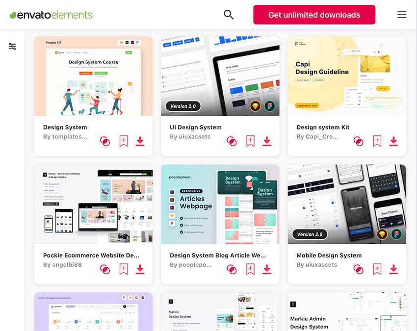 Envato Elements design system templates for Figma