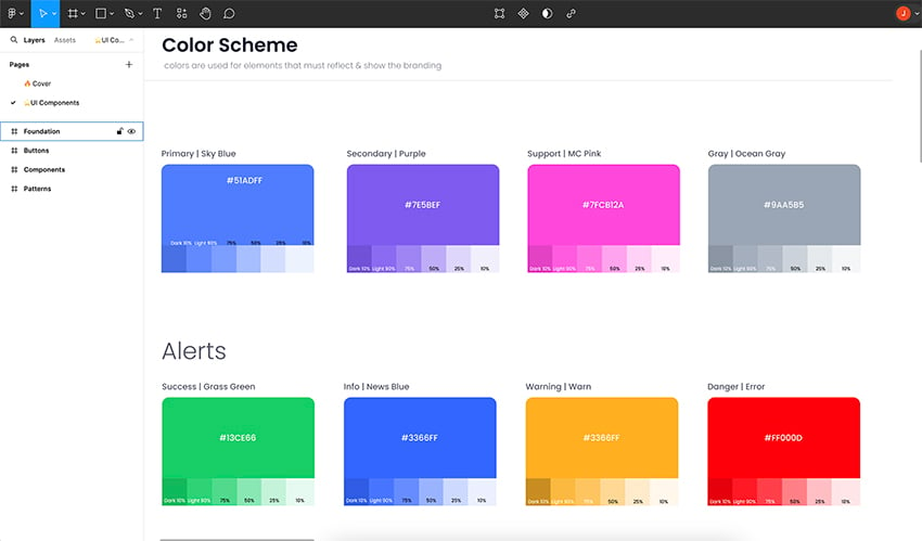 Figma design system template color scheme