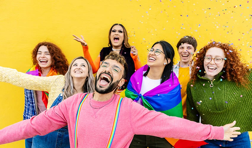 LGBT community young people celebrating gay pride day festival