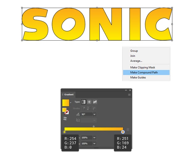 How to color Sonic text