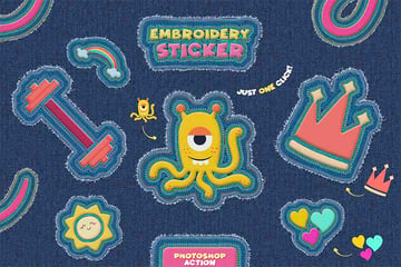 Embroidery Sticker Photoshop Action