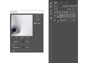 adding surface blur filter