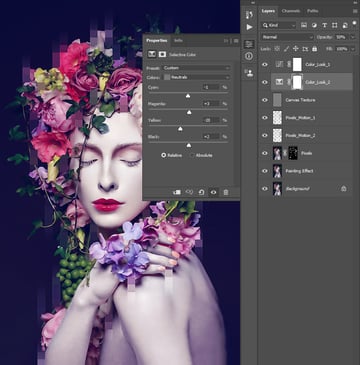 creating new selective color adjustment layer