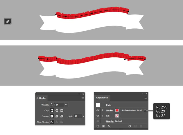 How to make red ruffle vector brush in illustrator