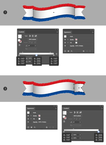 How to add shading on the ruffles ribbon