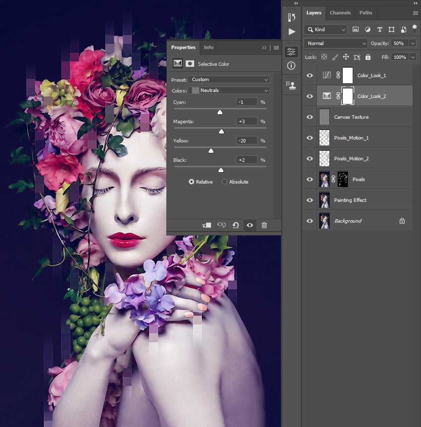 creating new selective color adjustment layer