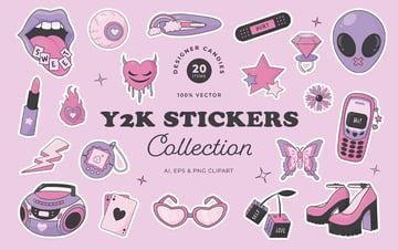 Y2K Stickers Illustration Set