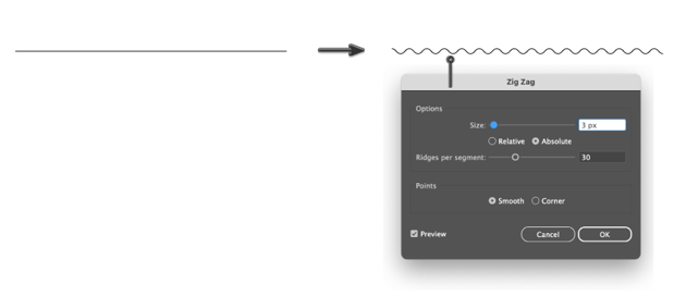 how to create waves using Zig Zag option from Distort & Transform effect