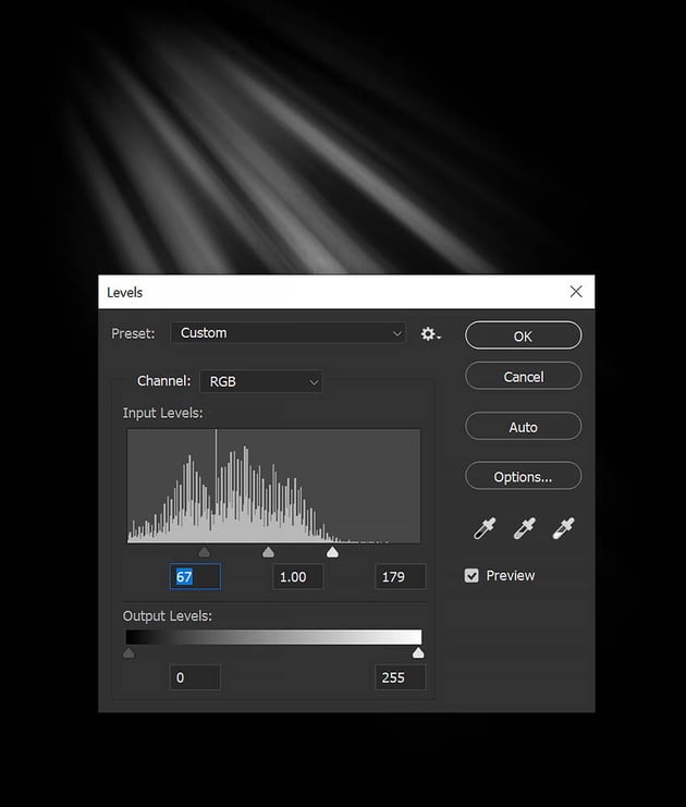 adjust the levels of the brush to define the sun rays 