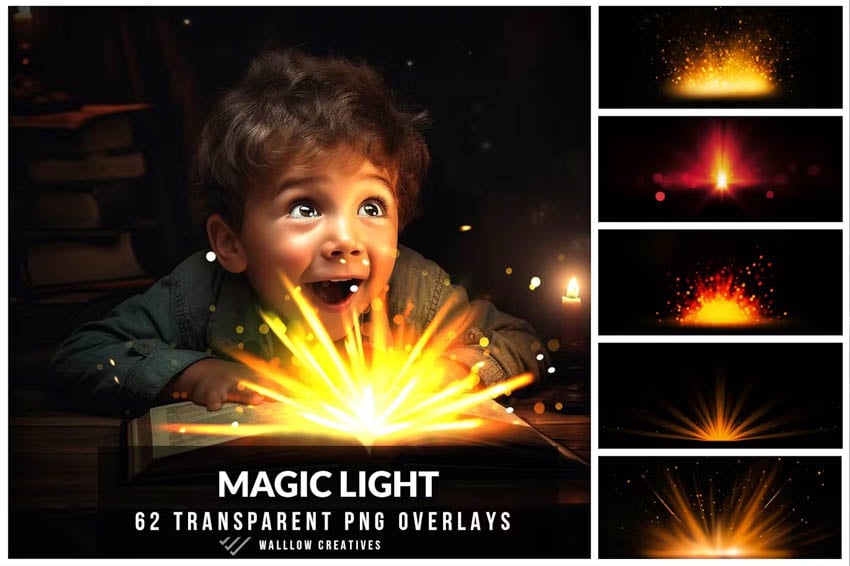 Magical book light Gift light PNG photo overlay