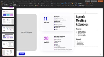 Add a list of attendees to your agenda PowerPoint slide.