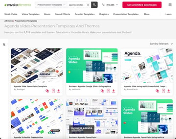 Envato Elements has hundreds of PowerPoint agenda slides.