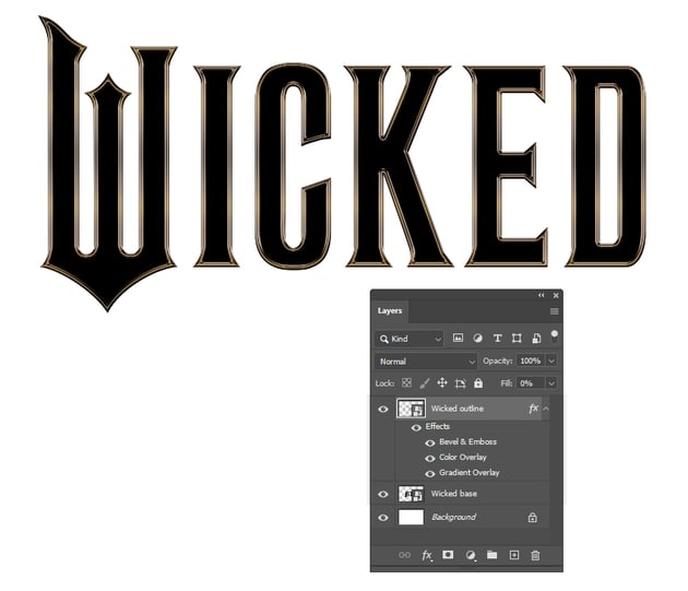 How to metallic text outline 