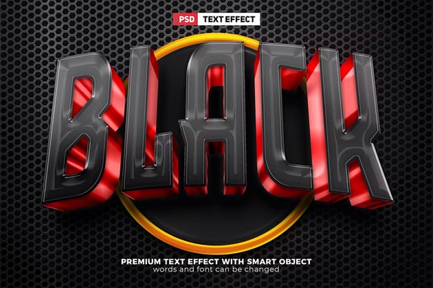 Black Red 3D text effect available on Envato Elements 