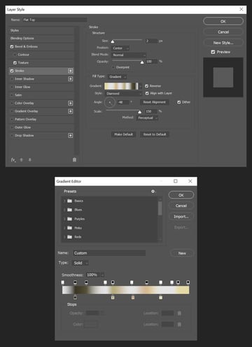 stroke settings for top shapes