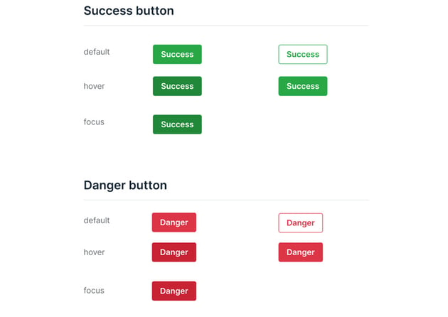 Button states of hover and active