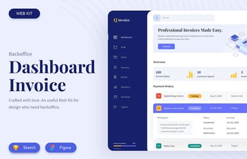 Dashboard For Invoice UI Kit Design