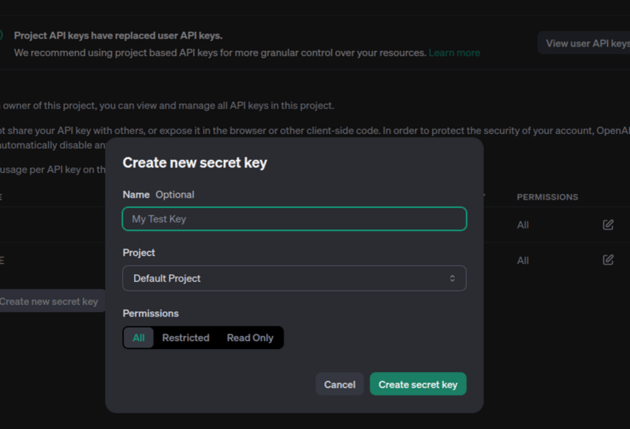 create API key