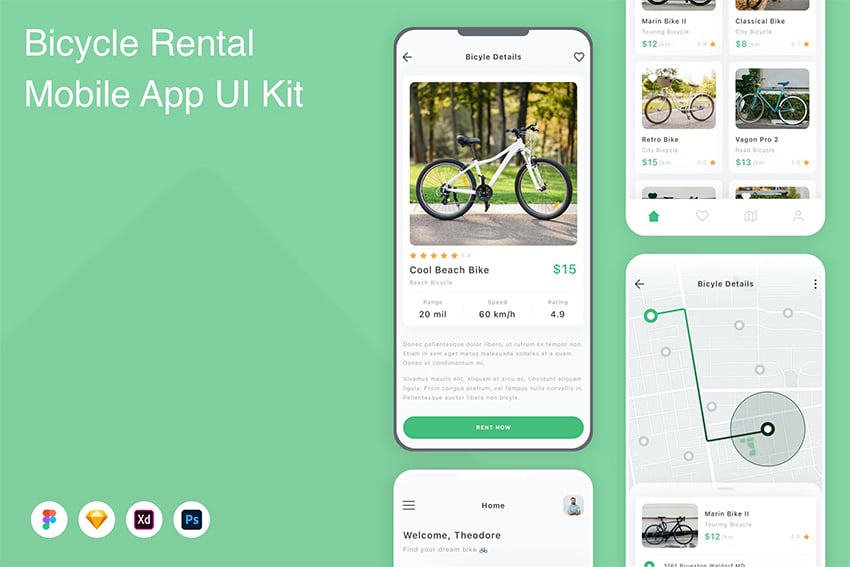 Bicycle Rental Mobile UI Design