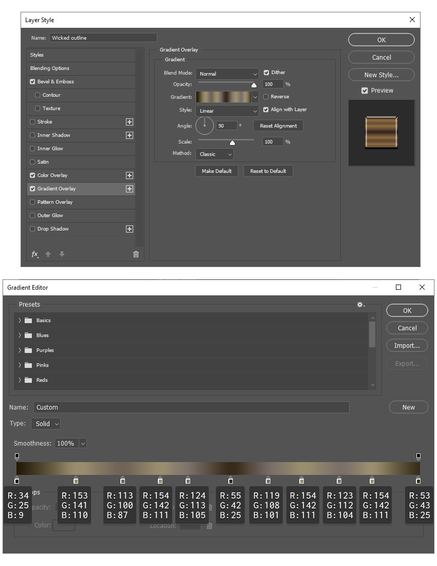 How to change gradient overlay settings