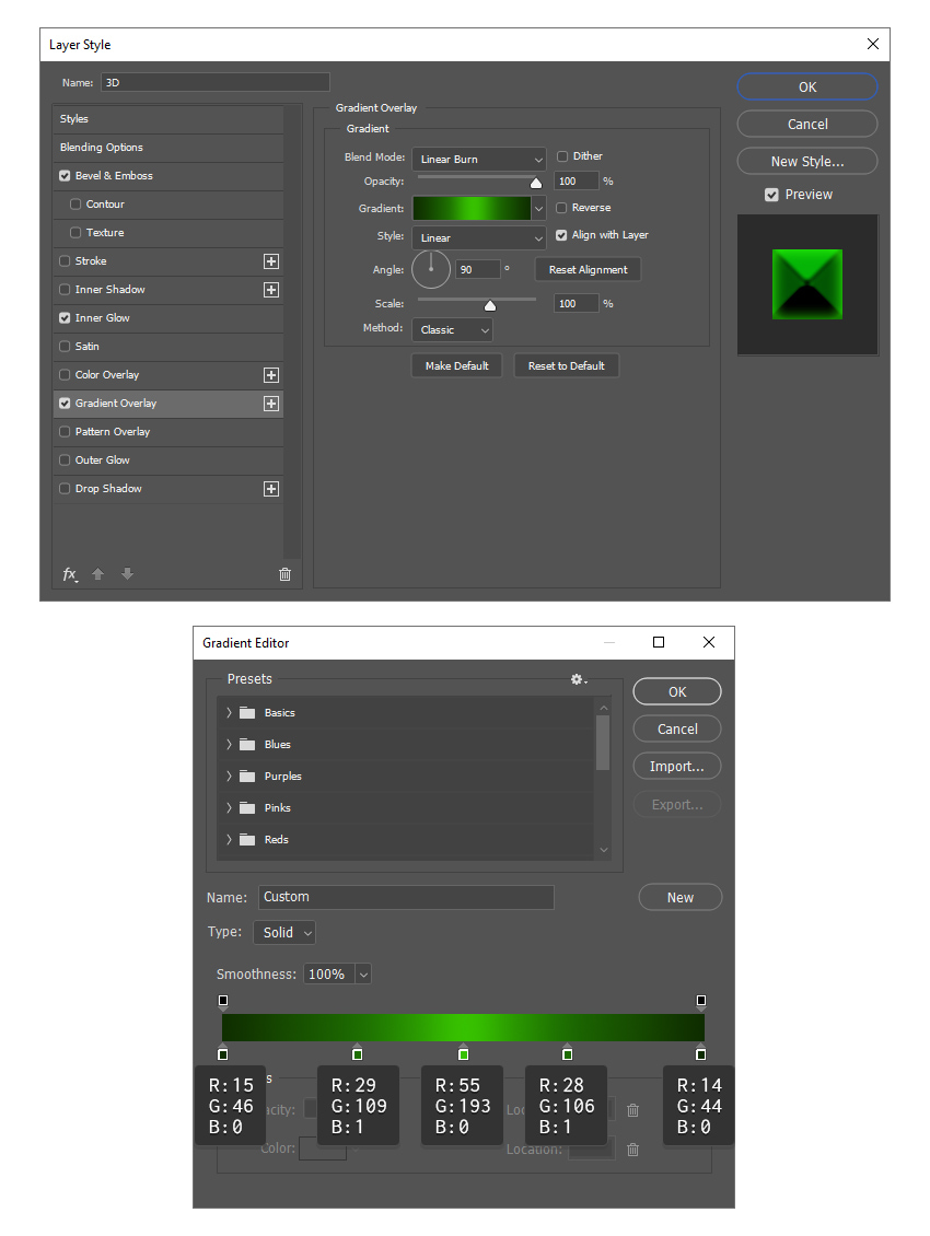 How to apply Gradient overlay style