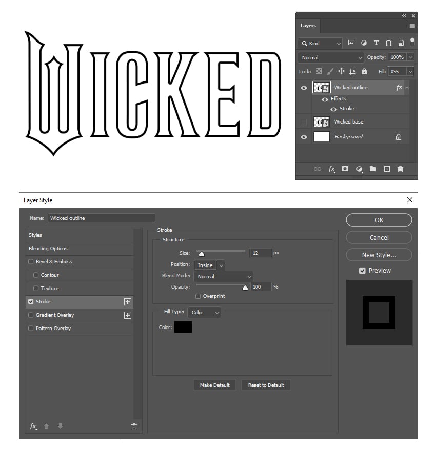 How to make wicked outline