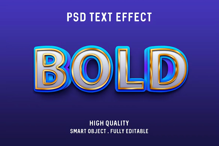 Blue gold text effect available on Envato Elements 