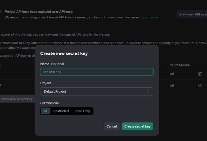 create API key