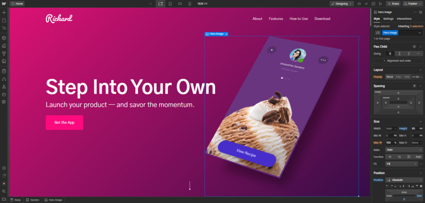 Webflow is an advanced content management system for professional designers and agencies