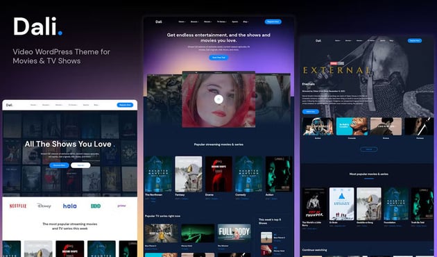 Dali is a movies & TV shows WordPress theme