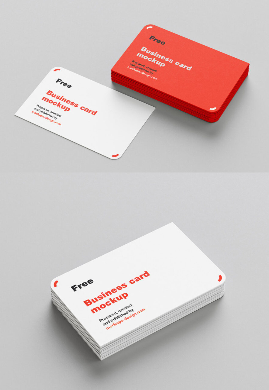 Free Rounded Corner Business Card Mockup (psd)